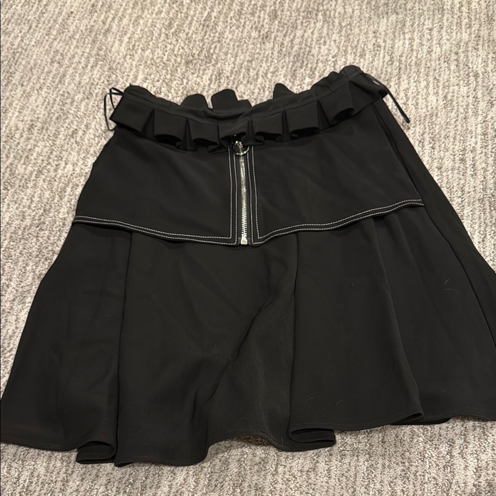 Black Ruffled Skirt with Zipper Detail